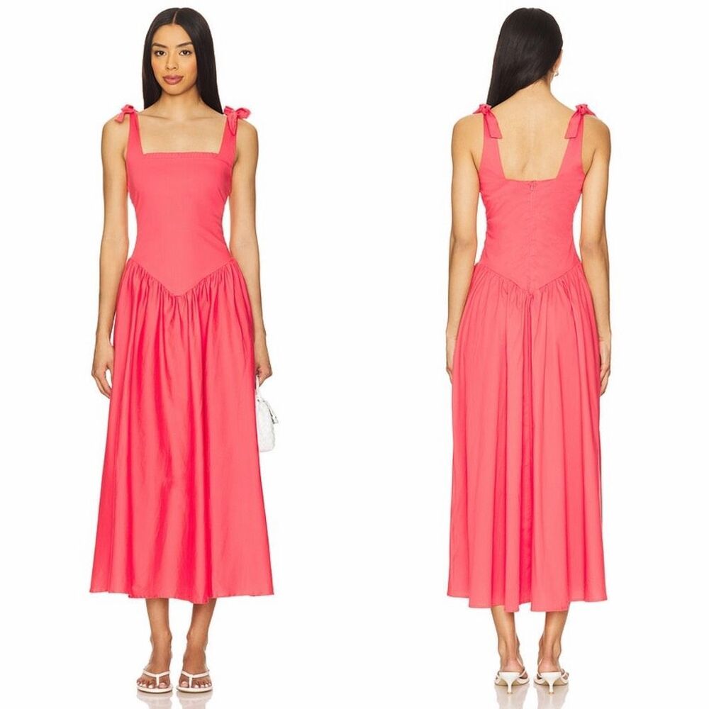 PEIXOTO Harlow Maxi Dress in Sunkist Coral Size Medium $168